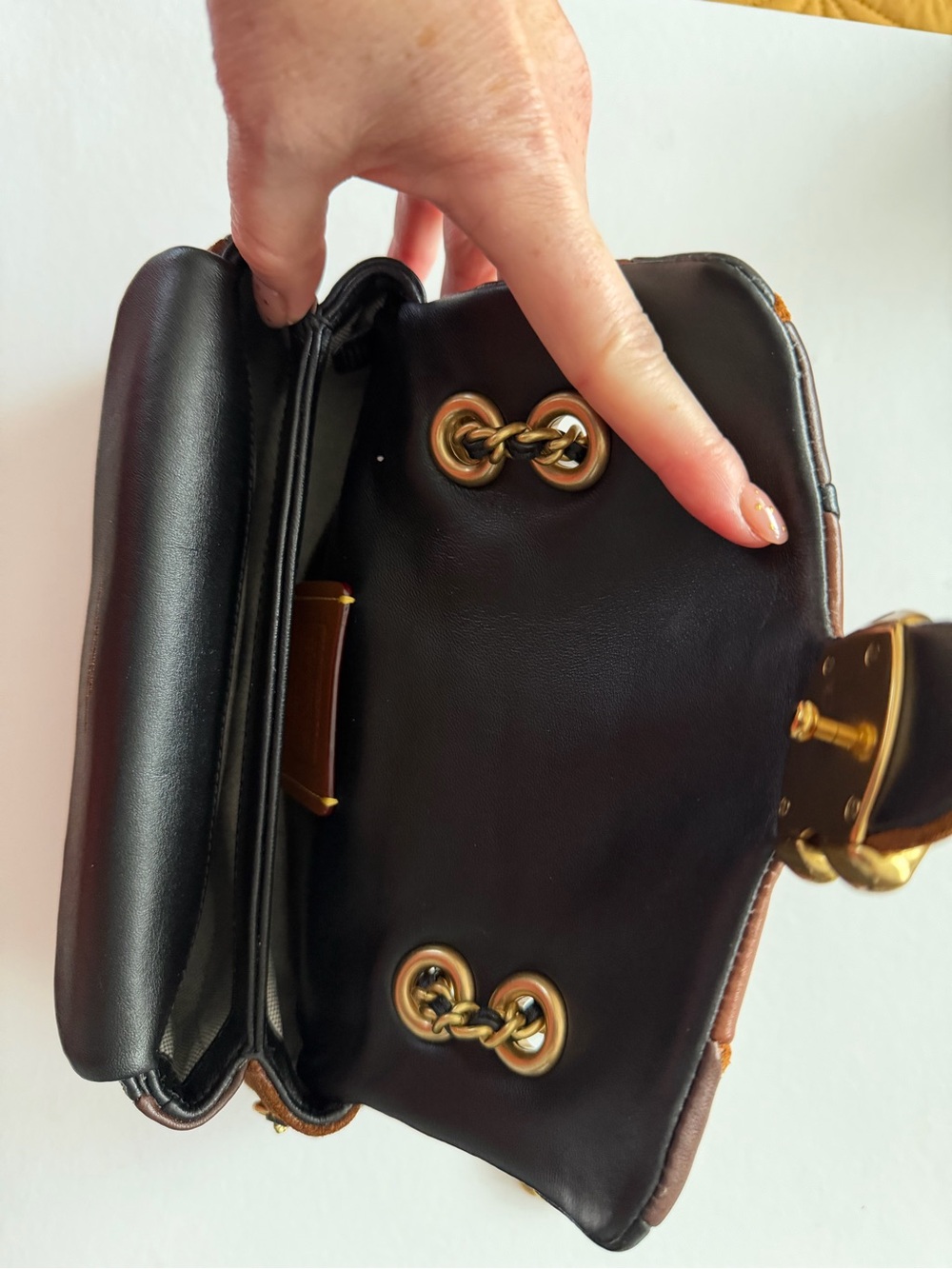 Coach Patchwork Tabby 20, Quilted Leather & Suede Crossbody in Brown and Black - Picture 3 of 4